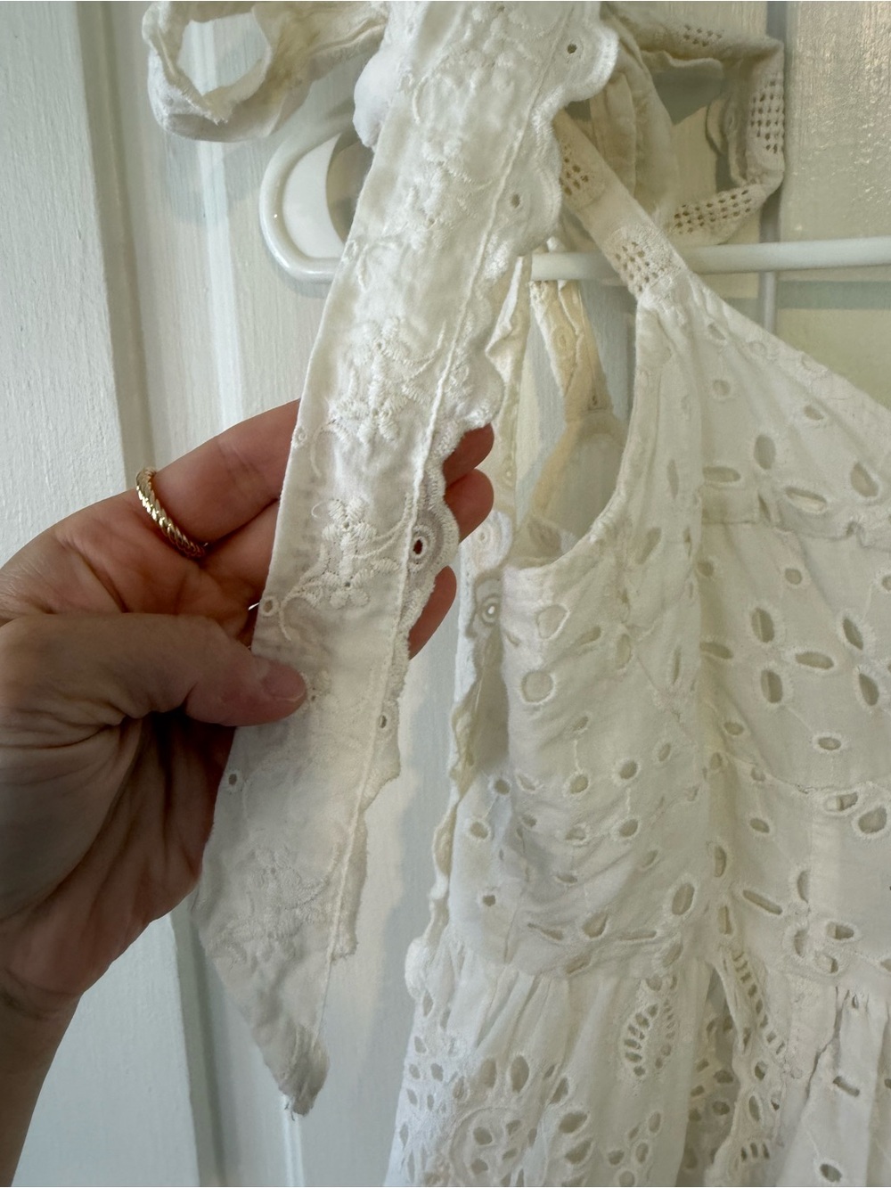 LoveShackFancy Antonella White Eyelet Midi Dress - Picture 8 of 9